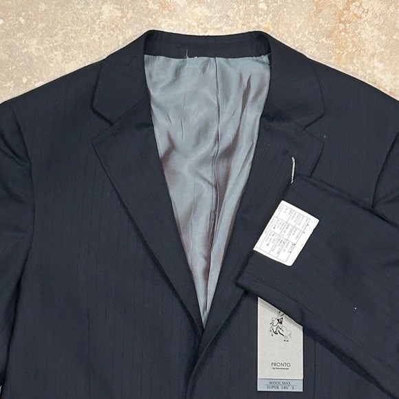 Pronto by Prontomoda Blazer Mens 36S Black Wool Max Super 140s Slim Fit Jacket